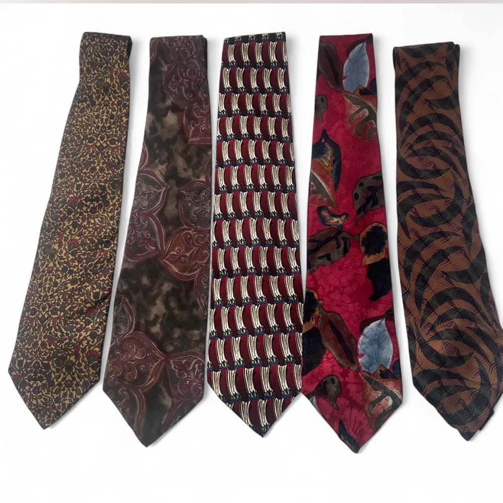 A collection of ties.